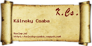 Kálnoky Csaba névjegykártya